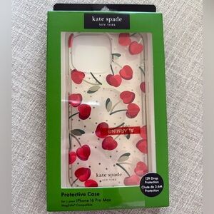 Kate Spade Cherry iPhone 16 Pro Max Case MagSafe Compatible Clear Cute Design